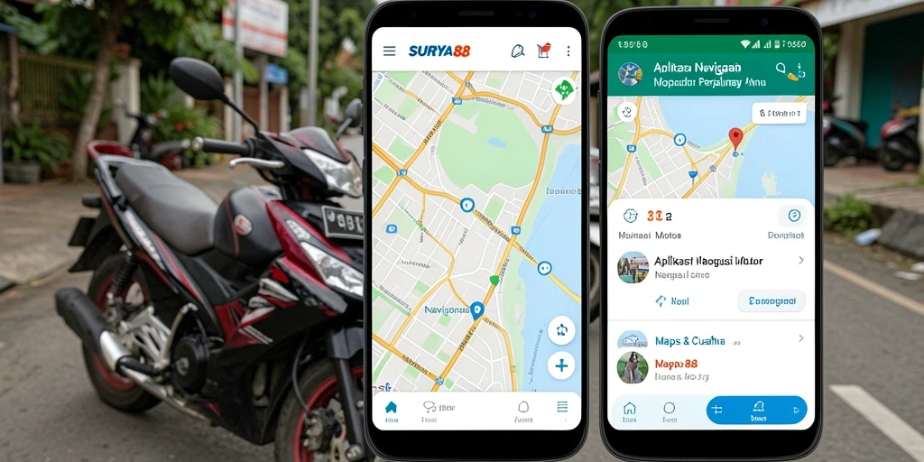 Antarmuka aplikasi SURYA88 dengan fitur Navigasi Motor yang efisien.