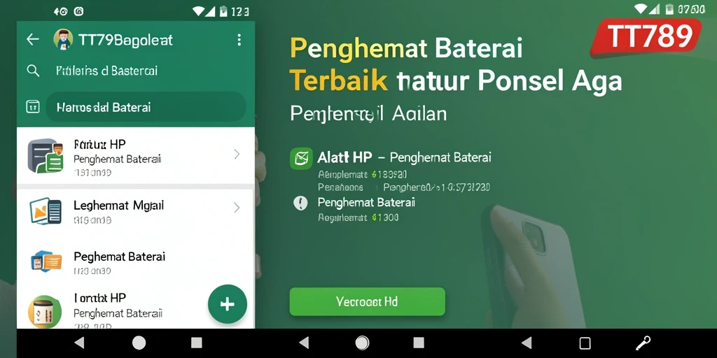 Antarmuka utama TT789 yang menampilkan fungsi Penghemat Baterai.