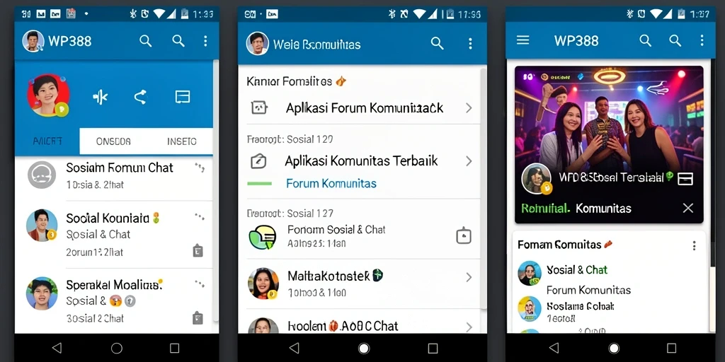 Tampilan antarmuka WP888 dengan berbagai fungsi Forum Komunitas.