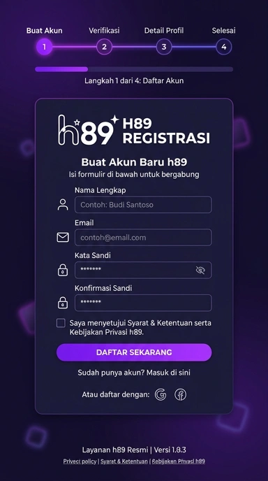 Tampilan halaman daftar h89