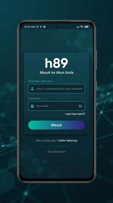 Tampilan halaman login h89